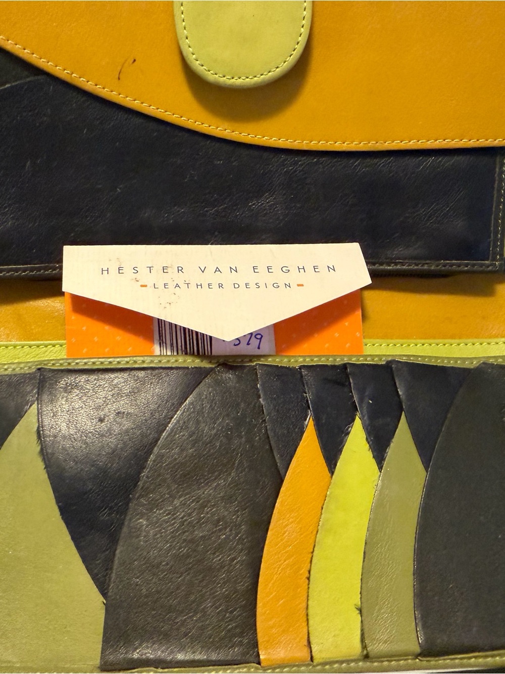 Hester Van Eeghen Yellow & Black Leather Wallet with Lime Accents